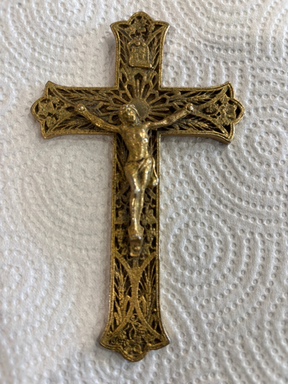 Antique bronze crucifix, beautiful detail